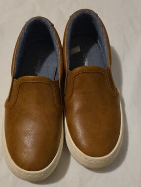 Cat & Jack Brown Leather Slip Ons Boys Size 1